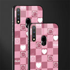aesthetic bear pattern pink edition glass case for vivo u20 image-2