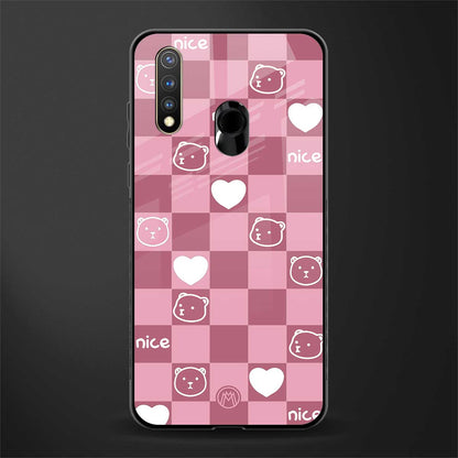 aesthetic bear pattern pink edition glass case for vivo y19 image