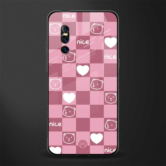 aesthetic bear pattern pink edition glass case for vivo v15 pro image