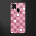 aesthetic bear pattern pink edition glass case for samsung galaxy m31 image