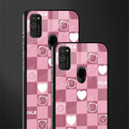 aesthetic bear pattern pink edition glass case for samsung galaxy m30s image-2