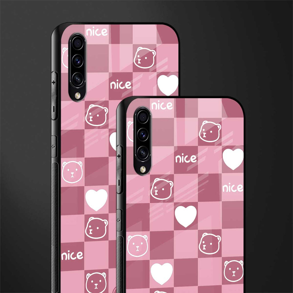 aesthetic bear pattern pink edition glass case for samsung galaxy a30s image-2
