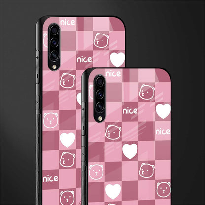 aesthetic bear pattern pink edition glass case for samsung galaxy a50s image-2