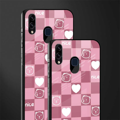 aesthetic bear pattern pink edition glass case for samsung galaxy m10s image-2