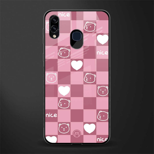 aesthetic bear pattern pink edition glass case for samsung galaxy a30 image