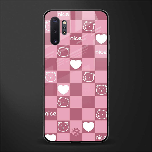 aesthetic bear pattern pink edition glass case for samsung galaxy note 10 plus image