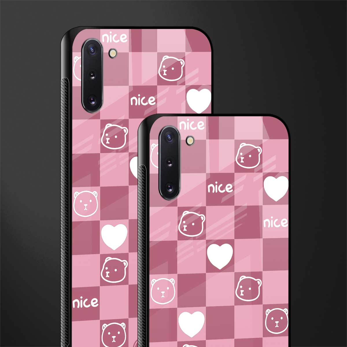 aesthetic bear pattern pink edition glass case for samsung galaxy note 10 image-2