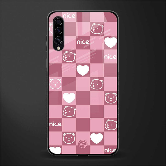 aesthetic bear pattern pink edition glass case for samsung galaxy a70 image
