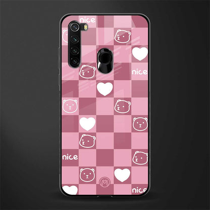 aesthetic bear pattern pink edition glass case for redmi note 8 image