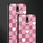 aesthetic bear pattern pink edition glass case for redmi 8a image-2