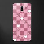 aesthetic bear pattern pink edition glass case for redmi 8a image