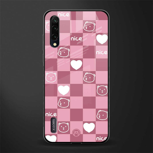 aesthetic bear pattern pink edition glass case for mi a3 redmi a3 image