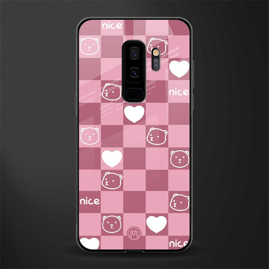 aesthetic bear pattern pink edition glass case for samsung galaxy s9 plus image