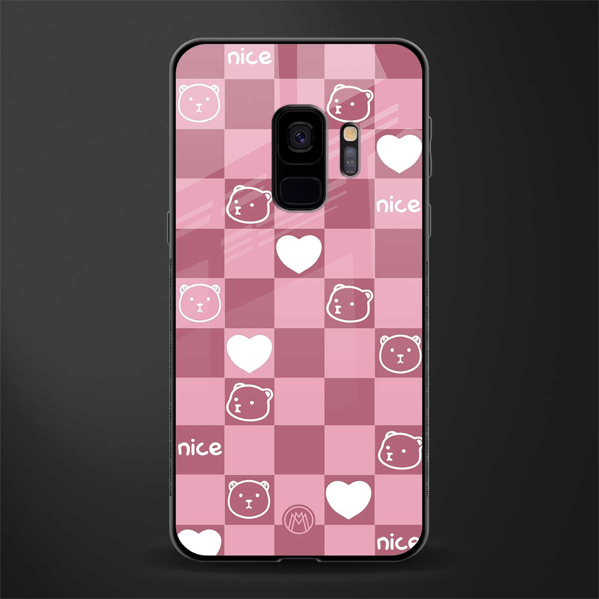 aesthetic bear pattern pink edition glass case for samsung galaxy s9 image