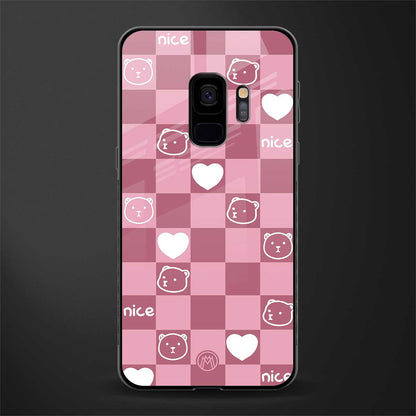 aesthetic bear pattern pink edition glass case for samsung galaxy s9 image