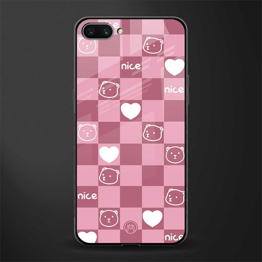 aesthetic bear pattern pink edition glass case for oppo a3s image