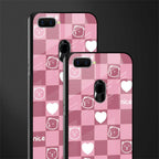 aesthetic bear pattern pink edition glass case for oppo a7 image-2
