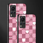 aesthetic bear pattern pink edition glass case for vivo x60 pro image-2