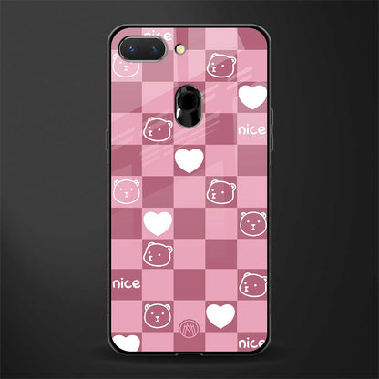 aesthetic bear pattern pink edition glass case for oppo a5 image