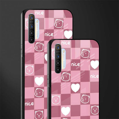 aesthetic bear pattern pink edition glass case for realme x2 image-2
