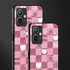 aesthetic bear pattern pink edition glass case for vivo t1 5g image-2
