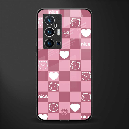 aesthetic bear pattern pink edition glass case for vivo x70 pro plus image