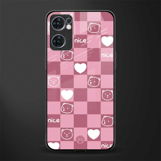 aesthetic bear pattern pink edition glass case for oppo reno7 5g image