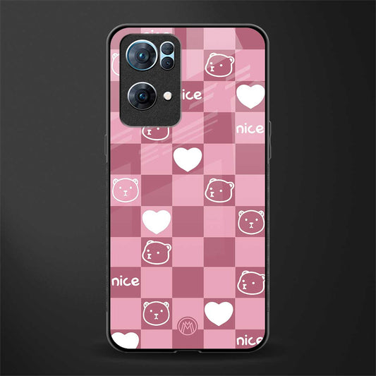 aesthetic bear pattern pink edition glass case for oppo reno7 pro 5g image
