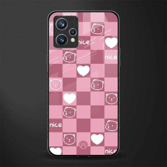 aesthetic bear pattern pink edition glass case for realme 9 pro plus 5g image