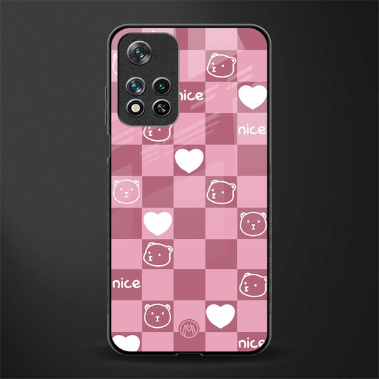 aesthetic bear pattern pink edition glass case for poco m4 pro 5g image