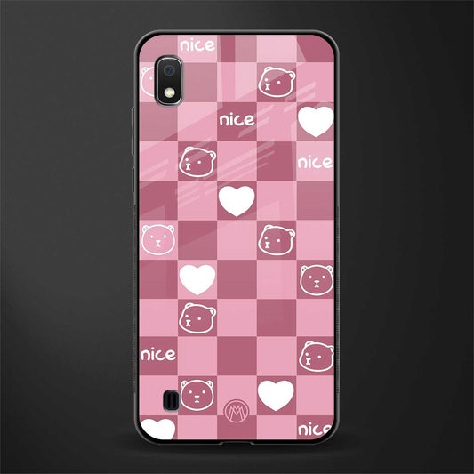 aesthetic bear pattern pink edition glass case for samsung galaxy a10 image