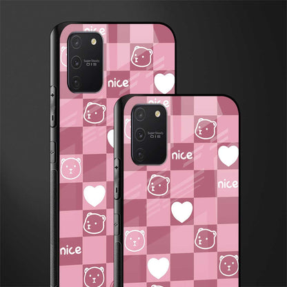 aesthetic bear pattern pink edition glass case for samsung galaxy s10 lite image-2