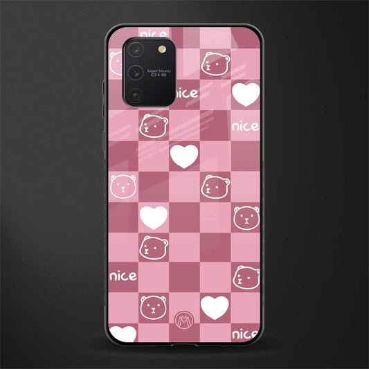 aesthetic bear pattern pink edition glass case for samsung galaxy s10 lite image