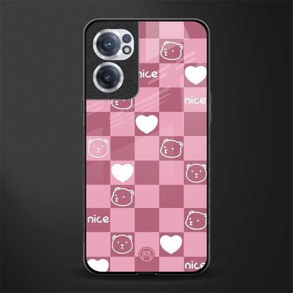 aesthetic bear pattern pink edition glass case for oneplus nord ce 2 5g image