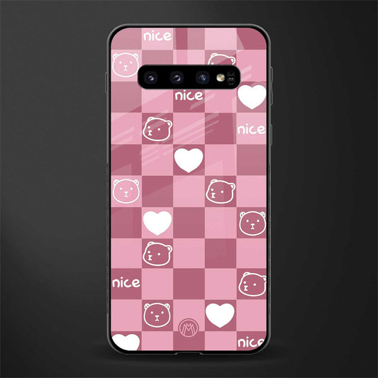 aesthetic bear pattern pink edition glass case for samsung galaxy s10 image
