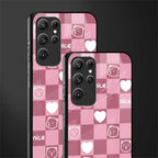aesthetic bear pattern pink edition glass case for samsung galaxy s22 ultra 5g image-2