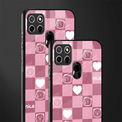 aesthetic bear pattern pink edition glass case for realme narzo 20 image-2