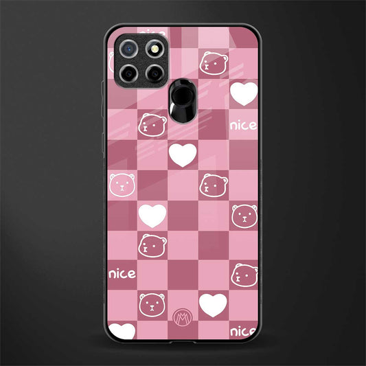 aesthetic bear pattern pink edition glass case for realme narzo 20 image
