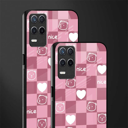 aesthetic bear pattern pink edition glass case for realme narzo 30 5g image-2