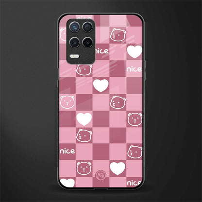 aesthetic bear pattern pink edition glass case for realme narzo 30 5g image