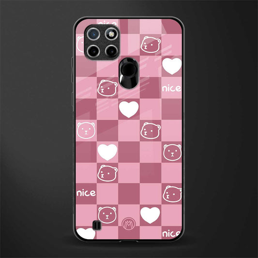 aesthetic bear pattern pink edition glass case for realme c21y image