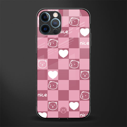 aesthetic bear pattern pink edition glass case for iphone 14 pro max image
