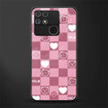 aesthetic bear pattern pink edition back phone cover | glass case for realme narzo 50a