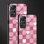 aesthetic bear pattern pink edition back phone cover | glass case for redmi note 11 pro plus 4g/5g