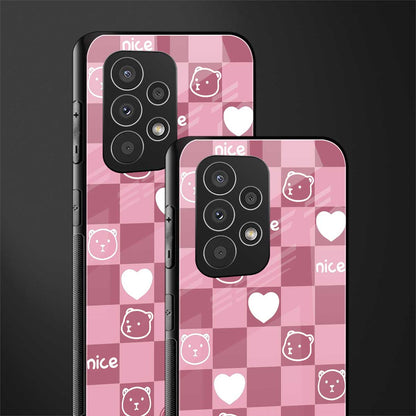 aesthetic bear pattern pink edition back phone cover | glass case for samsung galaxy a23