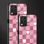 aesthetic bear pattern pink edition back phone cover | glass case for samsung galaxy m33 5g