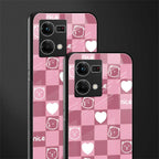 aesthetic bear pattern pink edition back phone cover | glass case for oppo f21 pro 4g