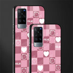 aesthetic bear pattern pink edition glass case for vivo x60 image-2