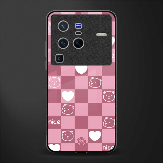 aesthetic bear pattern pink edition glass case for vivo x80 pro 5g image