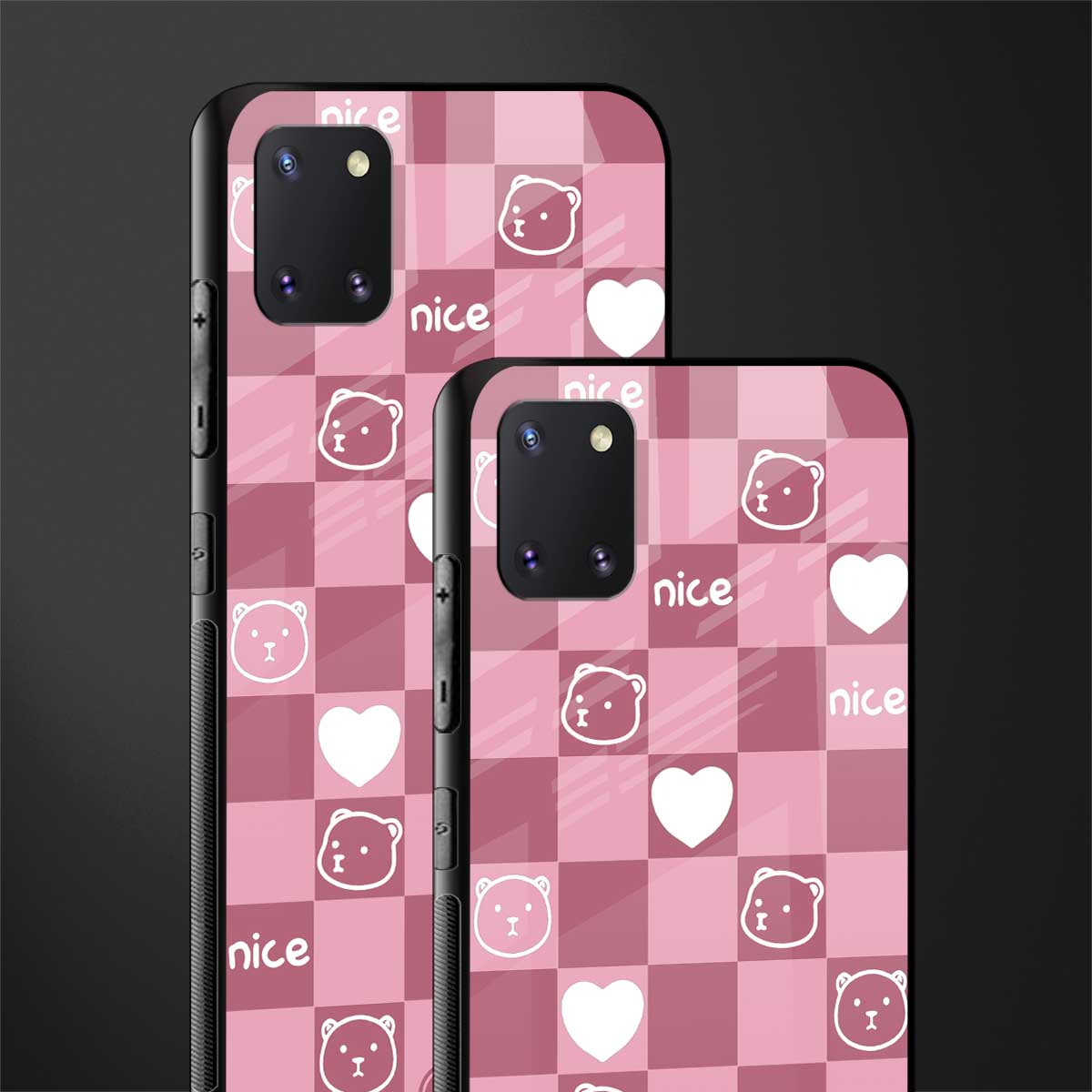 aesthetic bear pattern pink edition glass case for samsung galaxy note 10 lite image-2